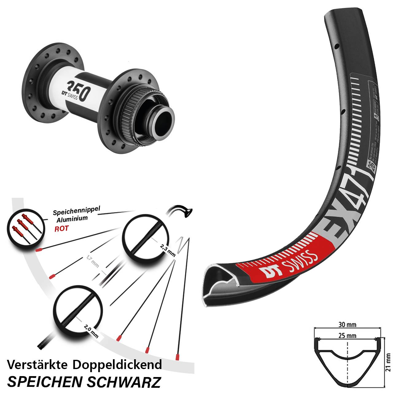 Vorderrad Centerlock 27,5 Zoll DT Swiss EX471-350 15x110 Boost