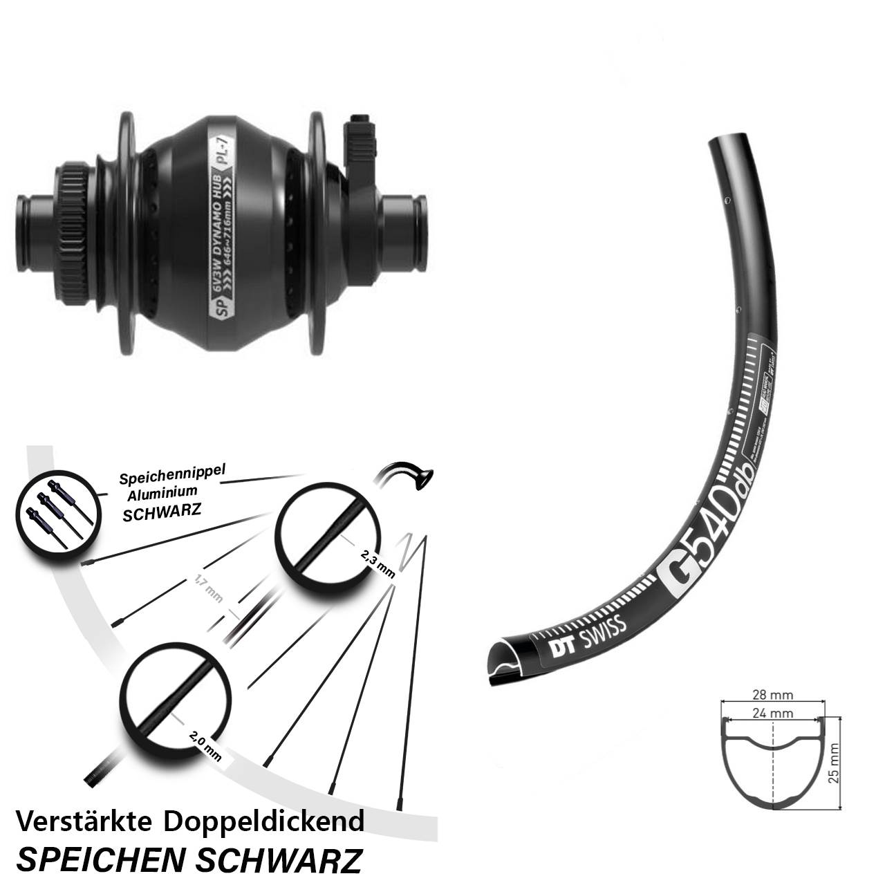 Vorderrad 28-29 Zoll DT Swiss G 540 12x100 mm Shutter PL-7 für Steckachse