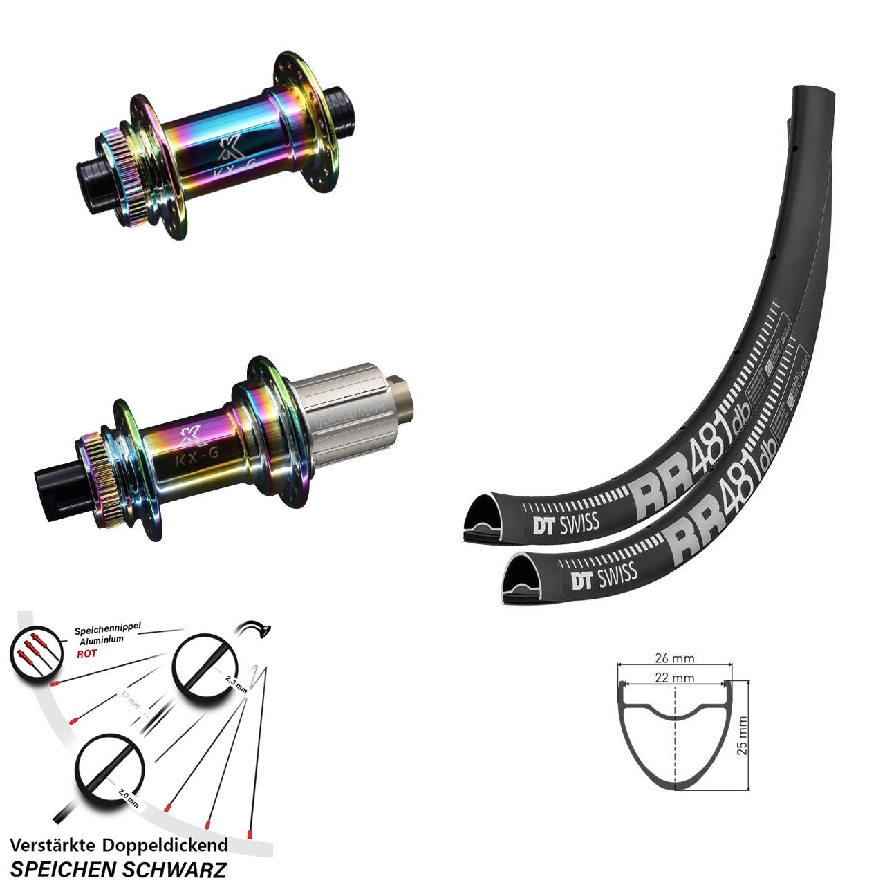 Laufradsatz Centerlock 12x100/142 28 Zoll DT Swiss RR481 KX-G Oilslick 8-12 fach HG