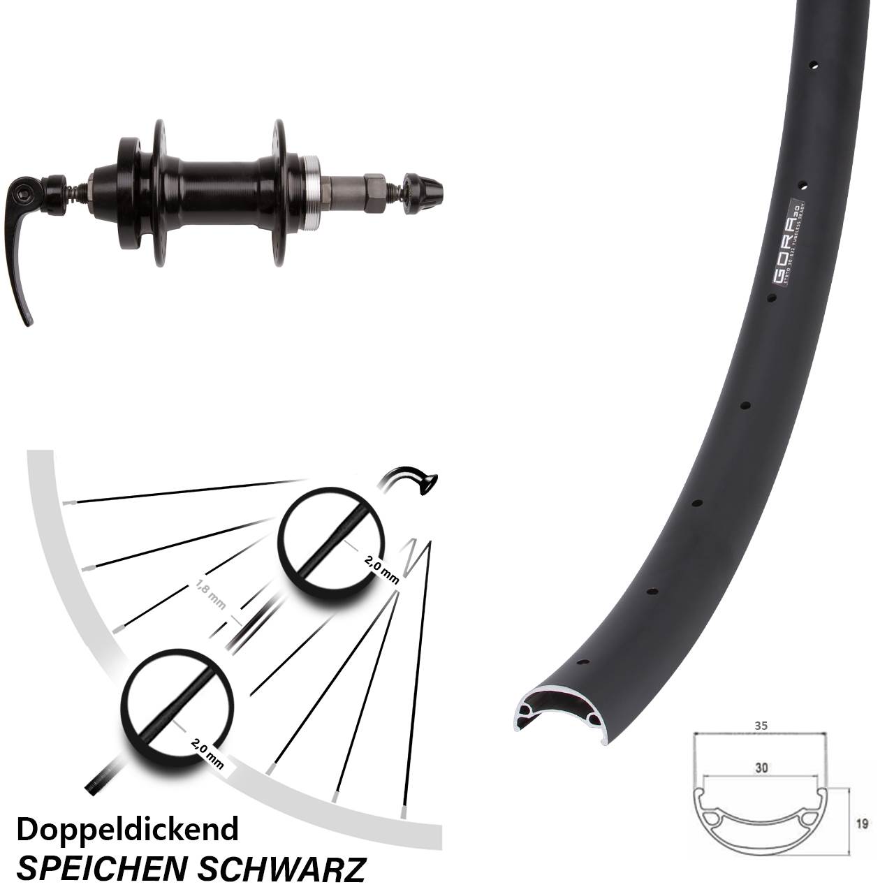 Disc Laufrad 29 Zoll Gora 30 Novatec für Schraubkranz Schnellspanner