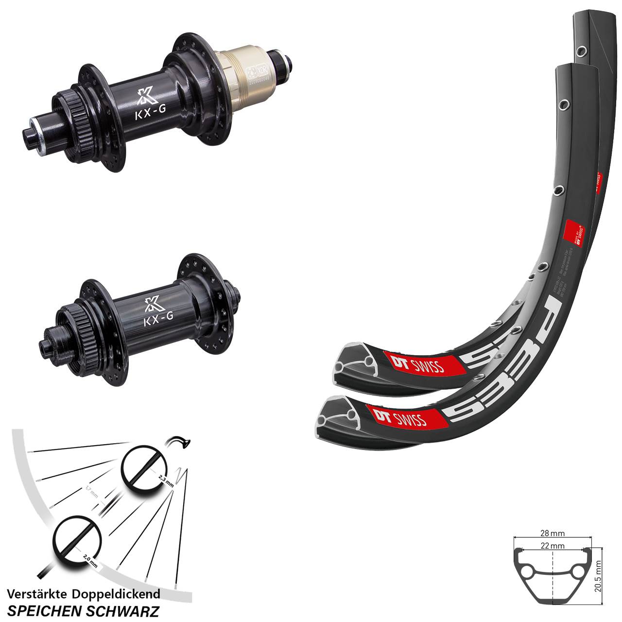 DT Swiss 533 D KX-G 28 Zoll Centerlock Laufradsatz QR XDR