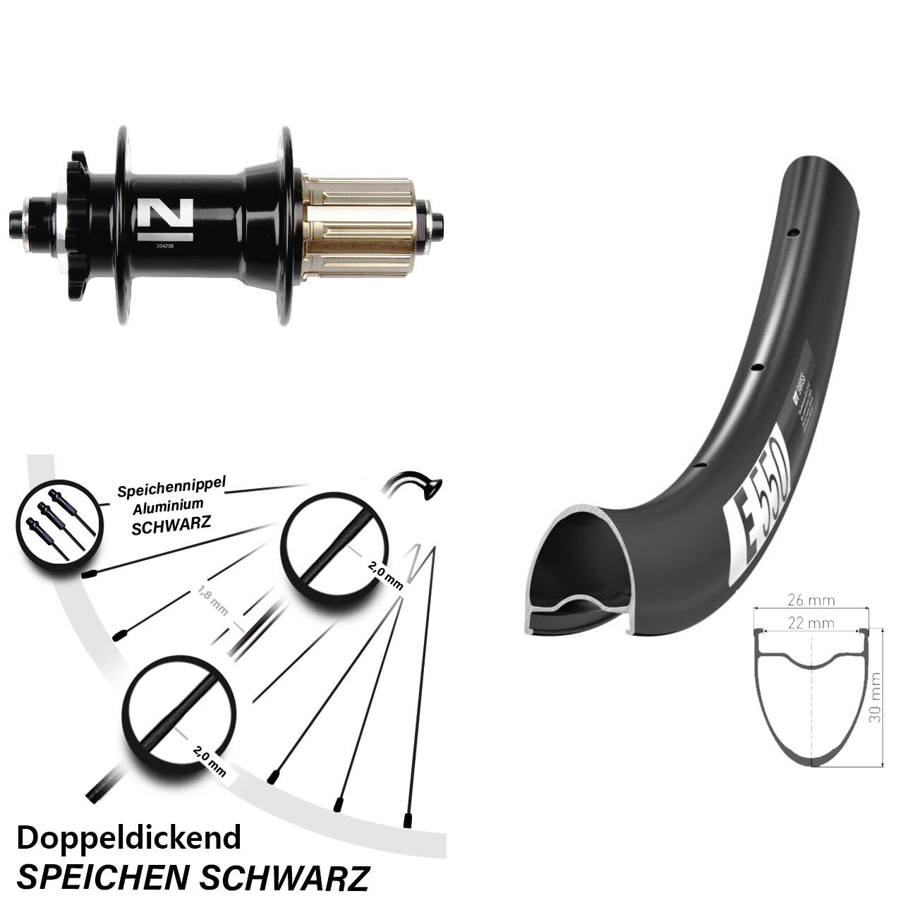 28 Zoll Hinterrad QR DT Swiss E550 Novatec D042 8-11 fach 6-Loch