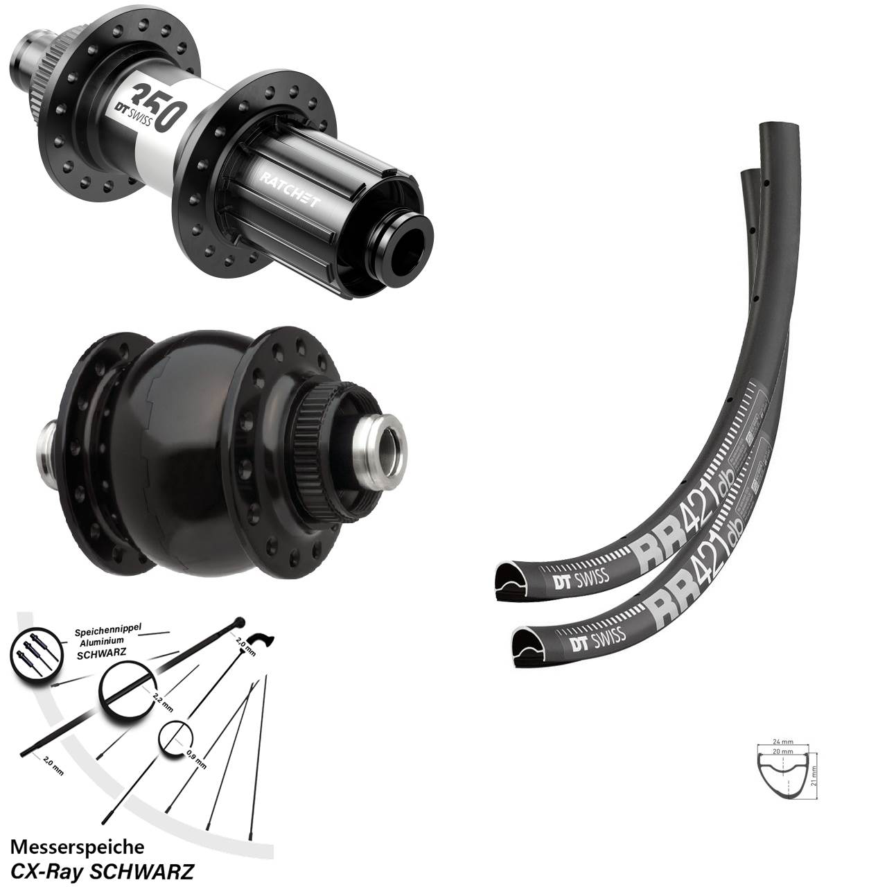 Laufradsatz Centerlock 28 Zoll DT Swiss RR421 350 SON delux 11-12 fach 12x100/142 CX-Ray