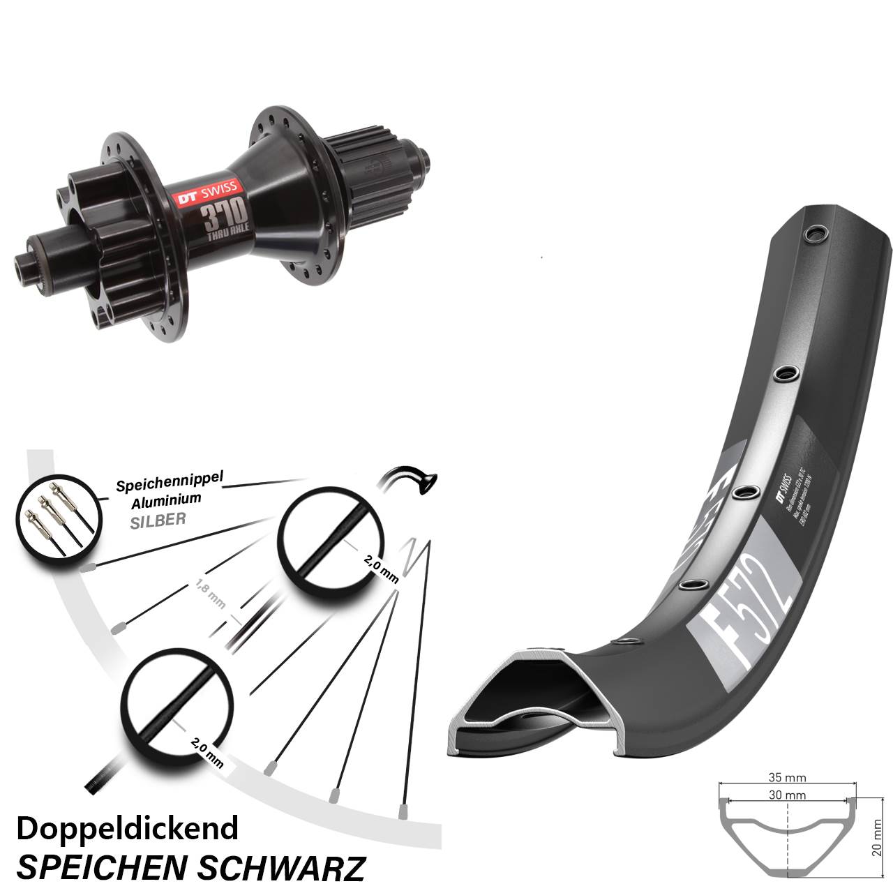 Disc Laufrad 29 Zoll DT Swiss F 572-370 Hybrid Micro Spline QR