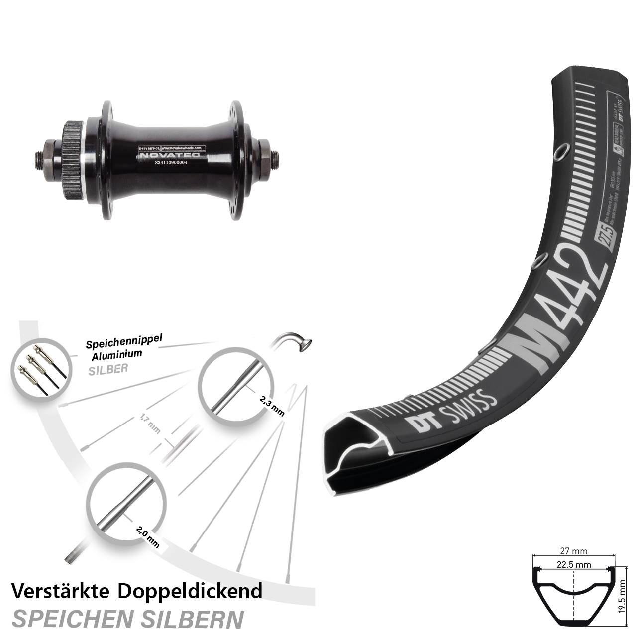 DT Swiss M442 Novatec D471 29 Zoll Disc Laufrad QR