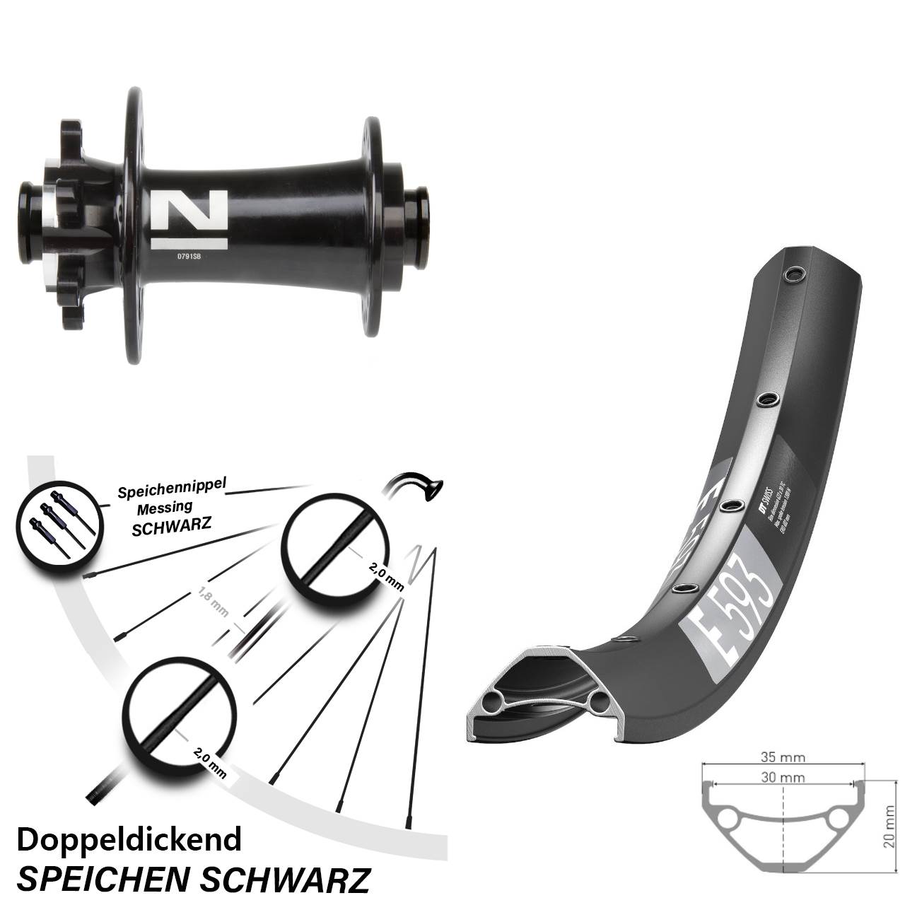 Vorderrad 6-Loch 27,5 Zoll DT Swiss E 593 Novatec D791 15x100