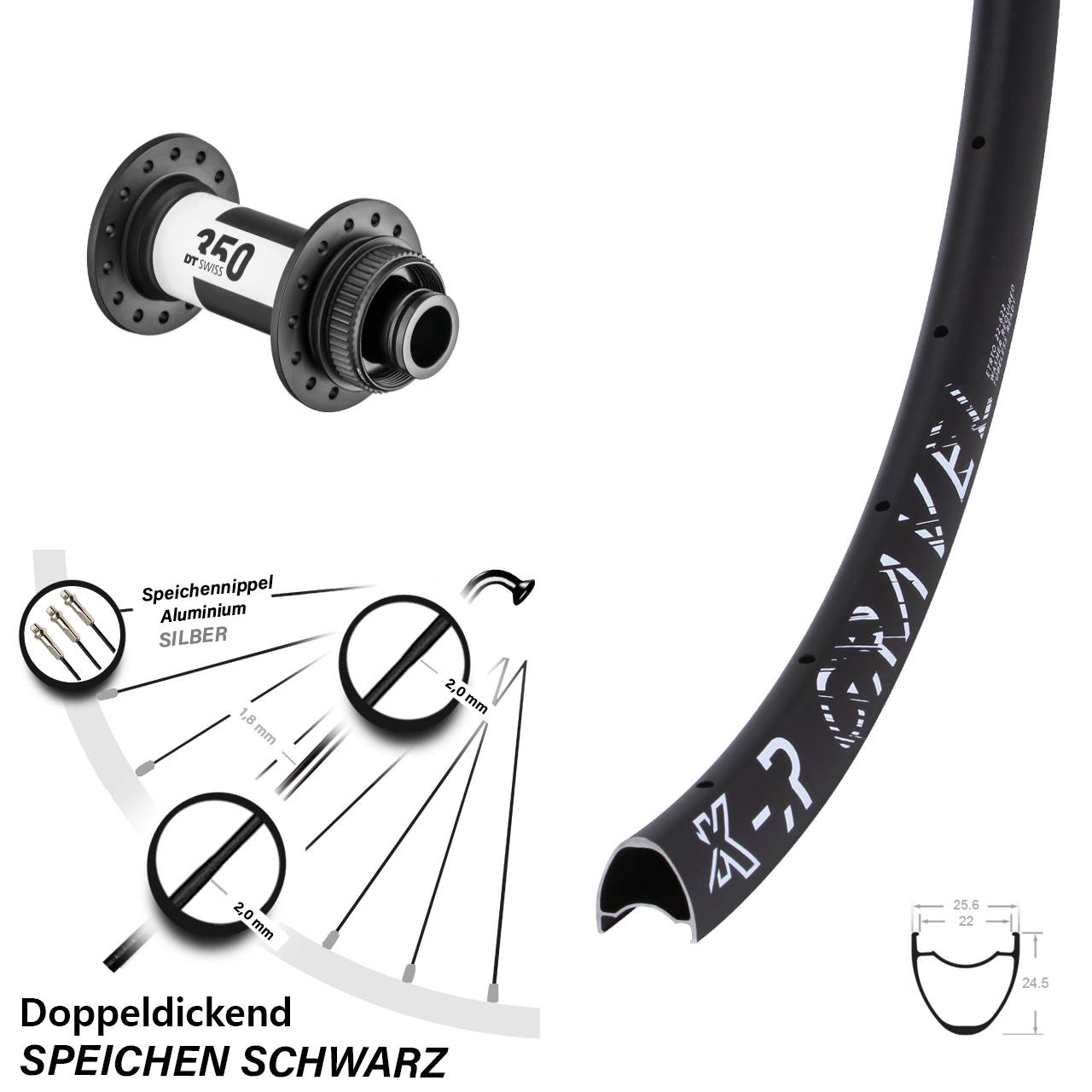 KX-R Gravel DT Swiss 350 28 Zoll Disc Laufrad 15x100