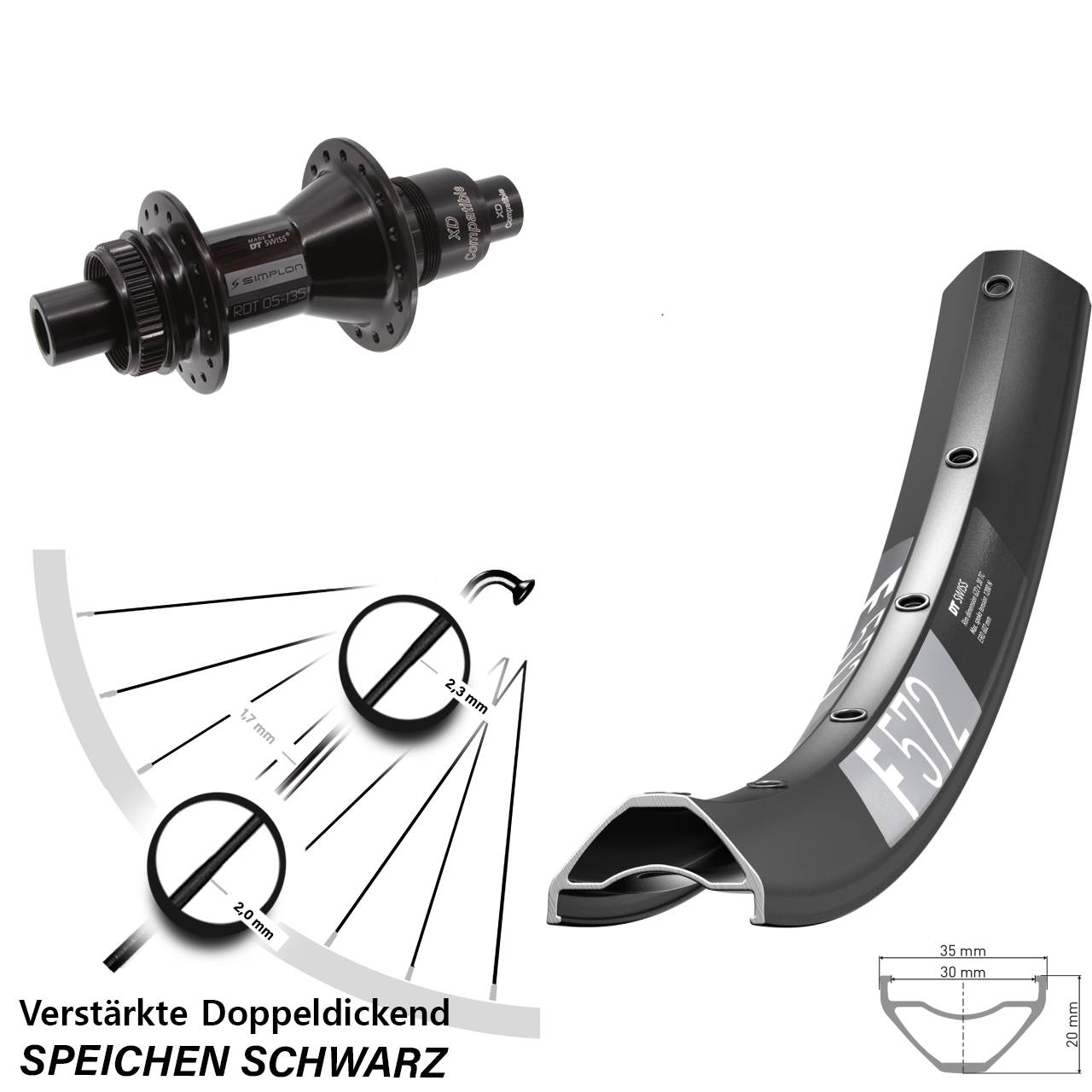 DT Swiss F 572 DT Swiss 370 27,5 Zoll Centerlock Hinterrad 12x142 XD