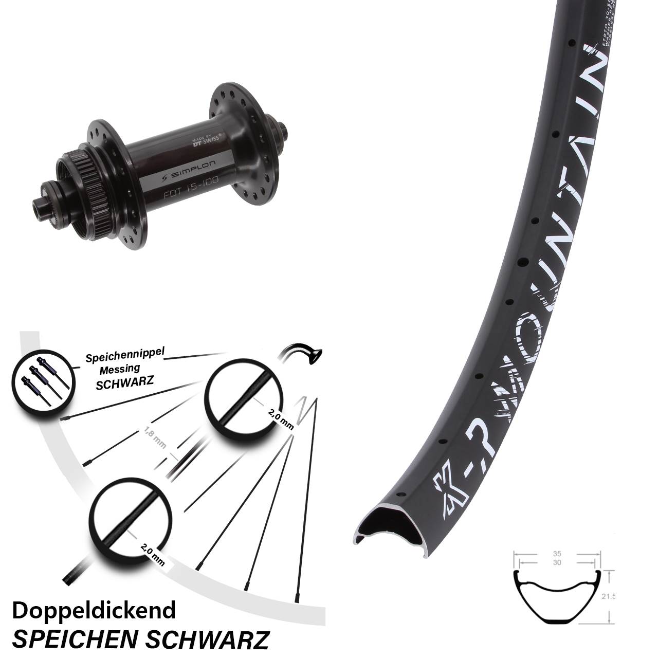 Centerlock Vorderrad 27,5 Zoll KX-R Mountain DT Swiss 370 QR