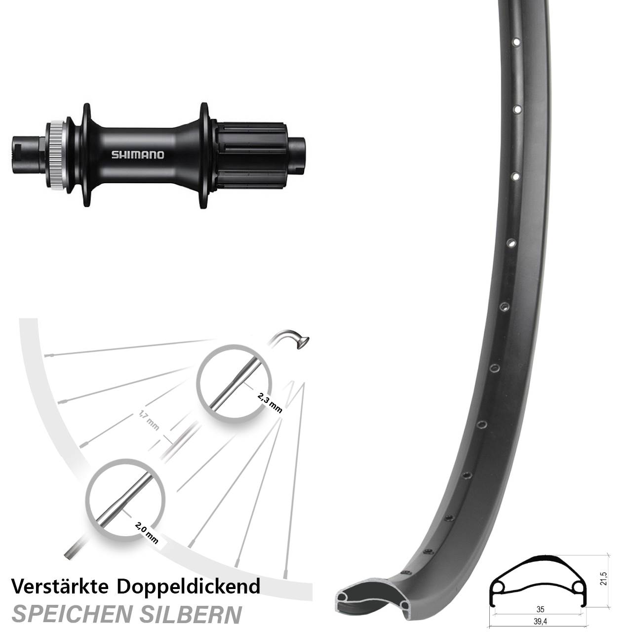 Disc Hinterrad 29 Zoll Ambrosio E35 Shimano FH-MT400 8-11 fach HG 12x142
