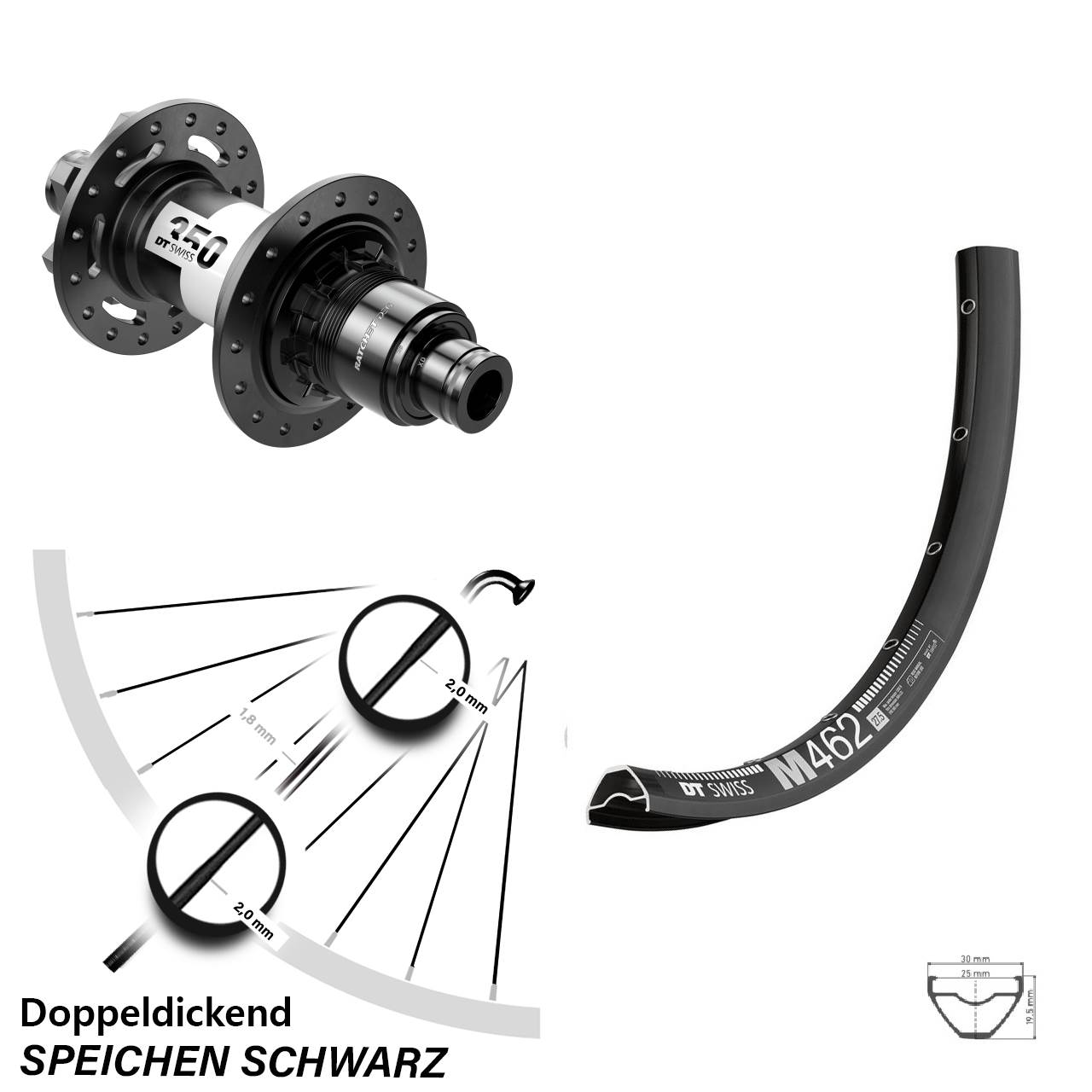 DT Swiss M462-350 DEG72 27,5 Zoll Disc Hinterrad 12x148 XD 11-12 fach