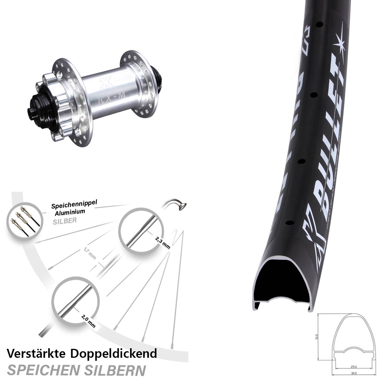 KX-M Bullet 28-29 Zoll Disc Vorderrad für Schnellspanner