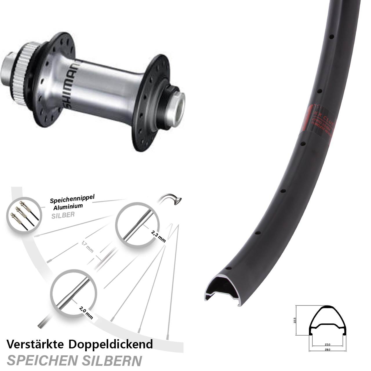 Centerlock Vorderrad 12x100 29 Zoll KX Clue Shimano HB-RS770