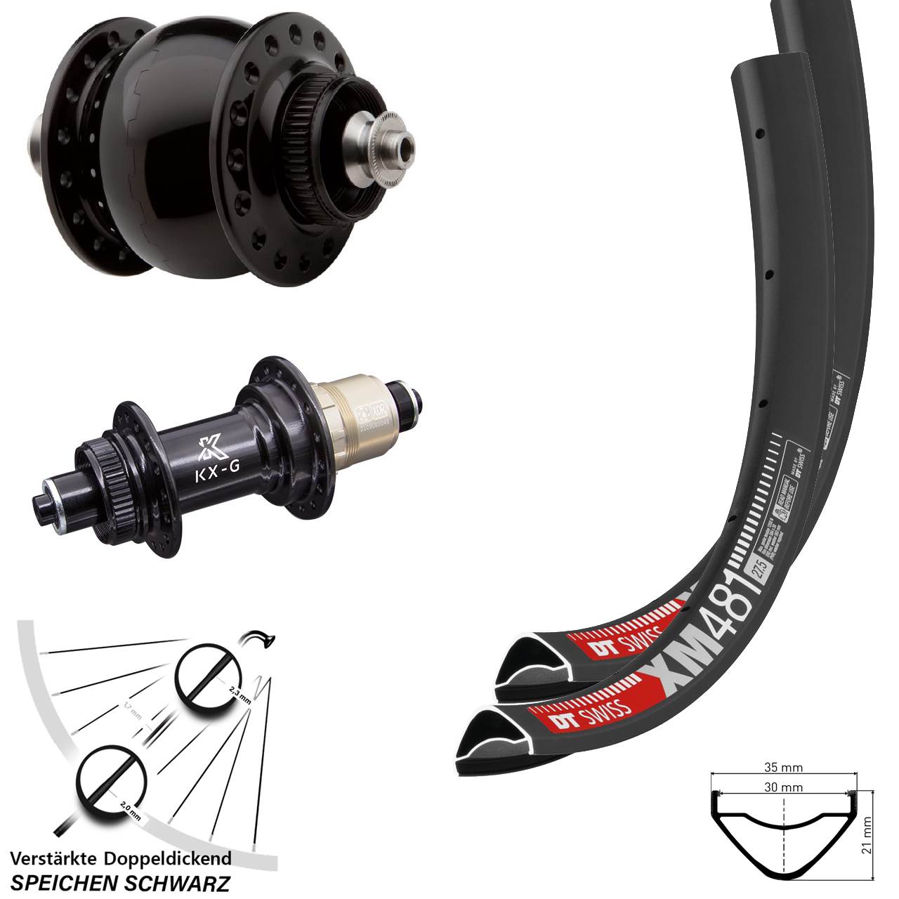 Disc Laufrad-Satz 27,5 Zoll DT Swiss XM 481 KX-G SON 28 SRAM XDR QR