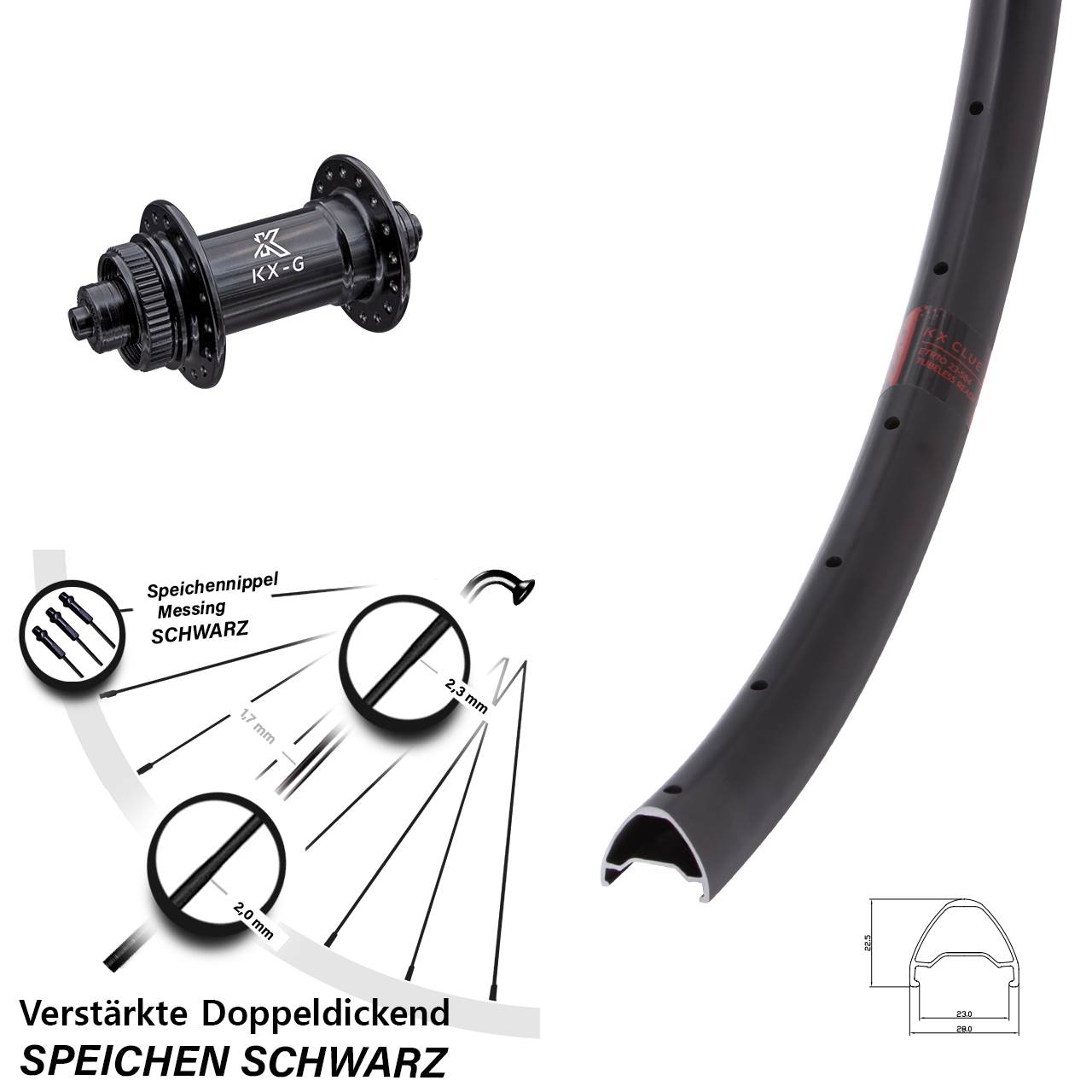 28-29 Zoll KX-G Clue Centerlock Vorderrad für Schnellspanner