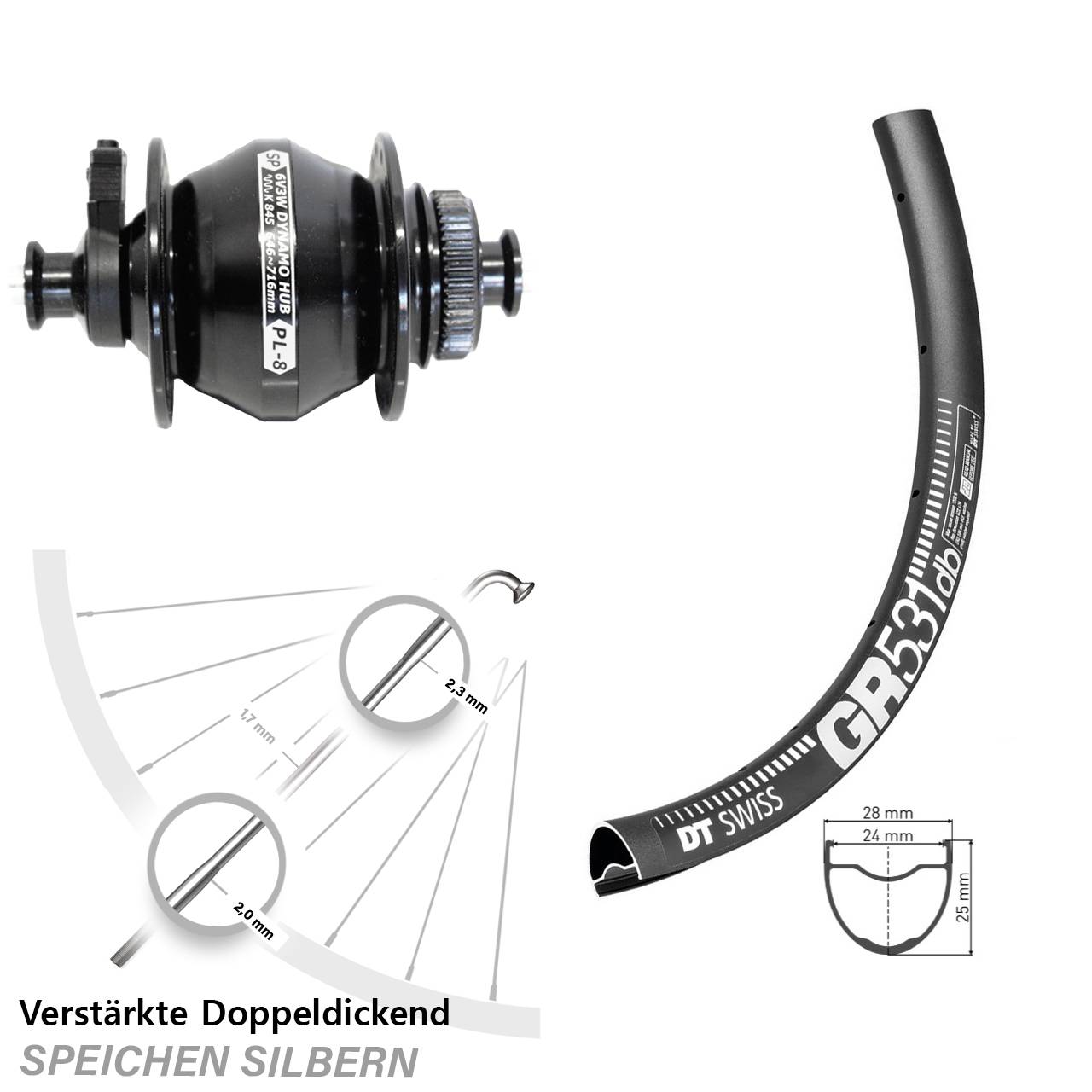 Vorderrad 28-29 Zoll DT Swiss GR 531 Disc Shutter PL-8