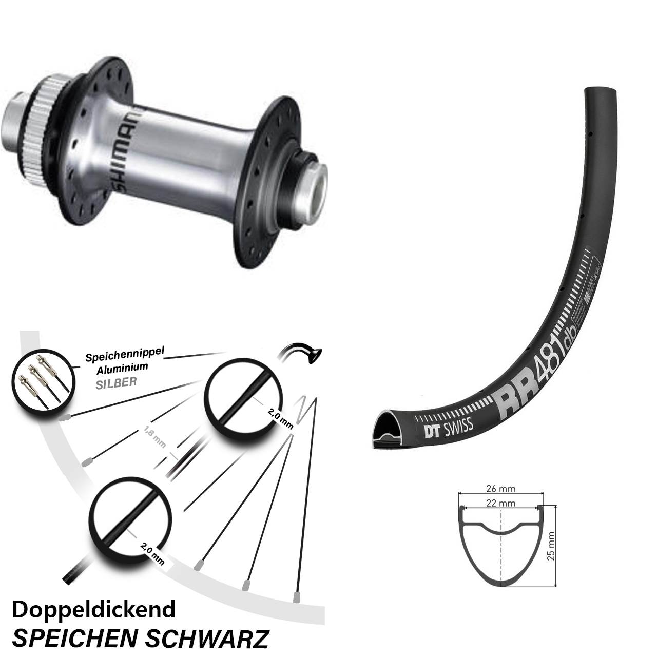 Shimano HB-RS770 Vorderrad DT Swiss RR 481 DB 28 Zoll silber