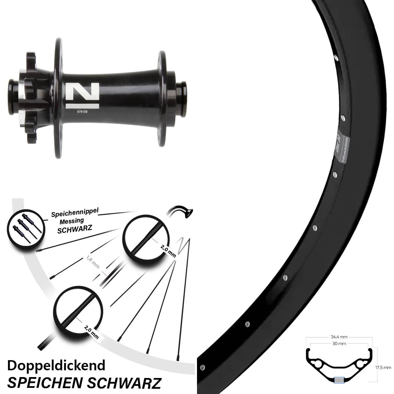 Ryde Disc 30 29 Zoll Vorderrad Novatec D791SB 15x100