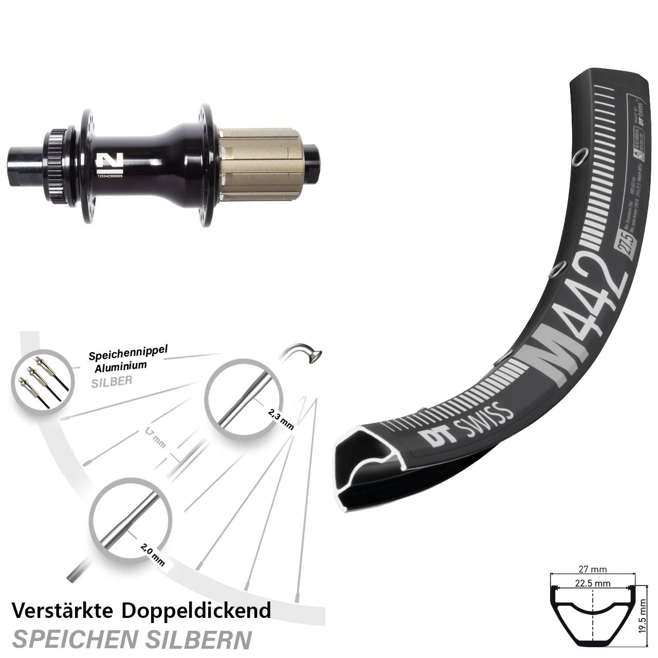 Disc Laufrad 29 Zoll DT Swiss M 442 Novatec D792SB 8-12 fach 12x142