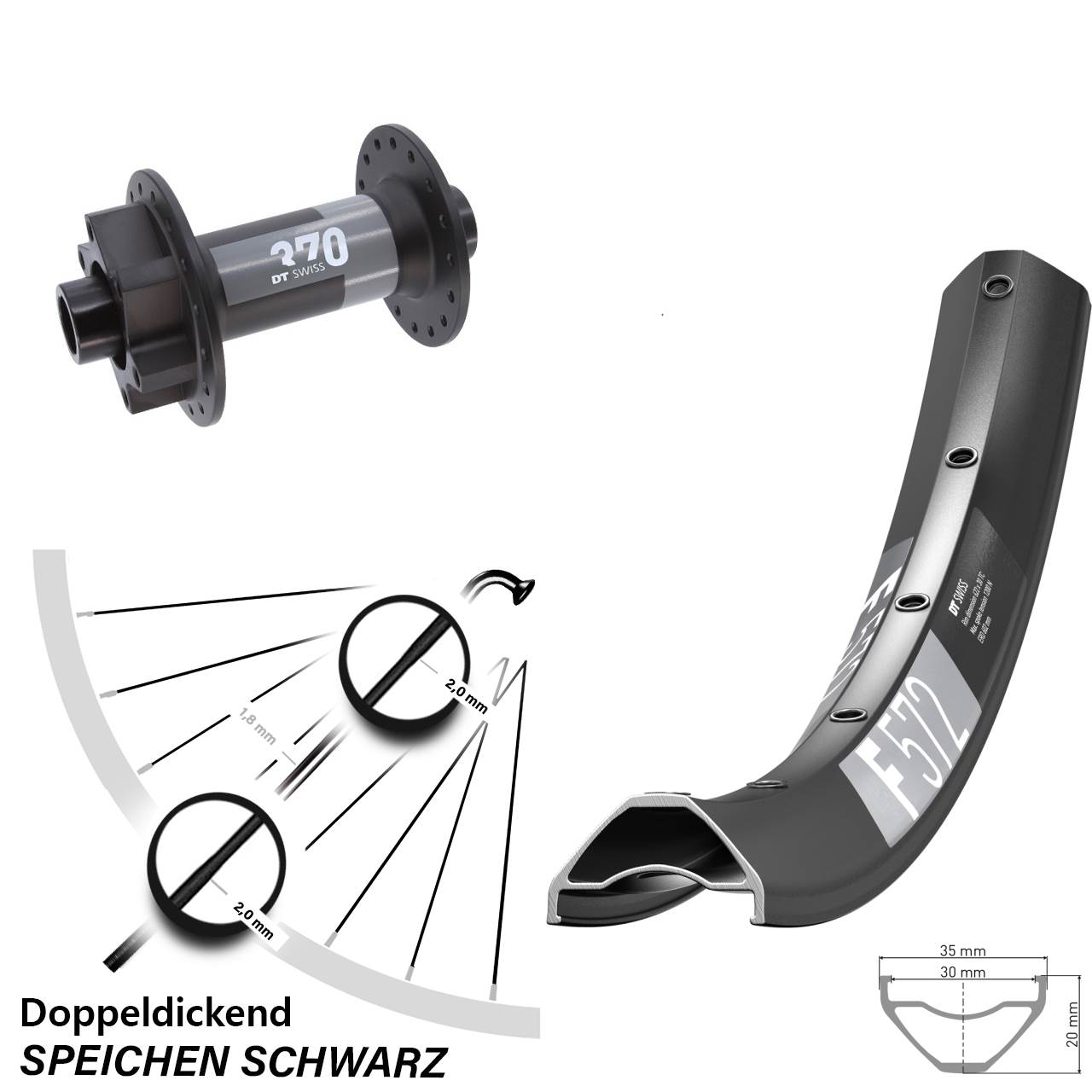 DT Swiss F 572-370 29 Zoll Disc Laufrad 15x110 Boost