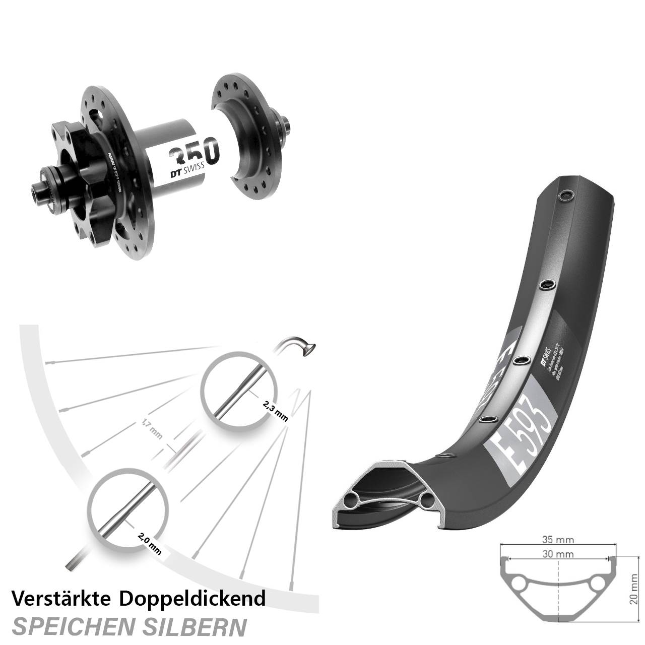 Disc Vorderrad QR 29 Zoll DT Swiss E593-350