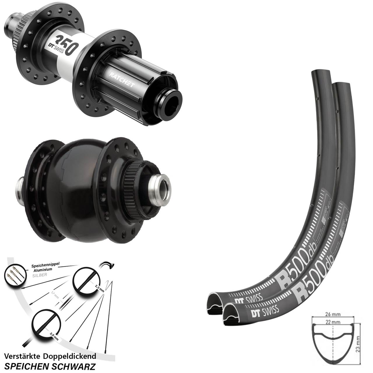 DT Swiss R 500-350 SON delux 29 Zoll Laufradsatz Centerlock 12x100/142 11-12 fach HG