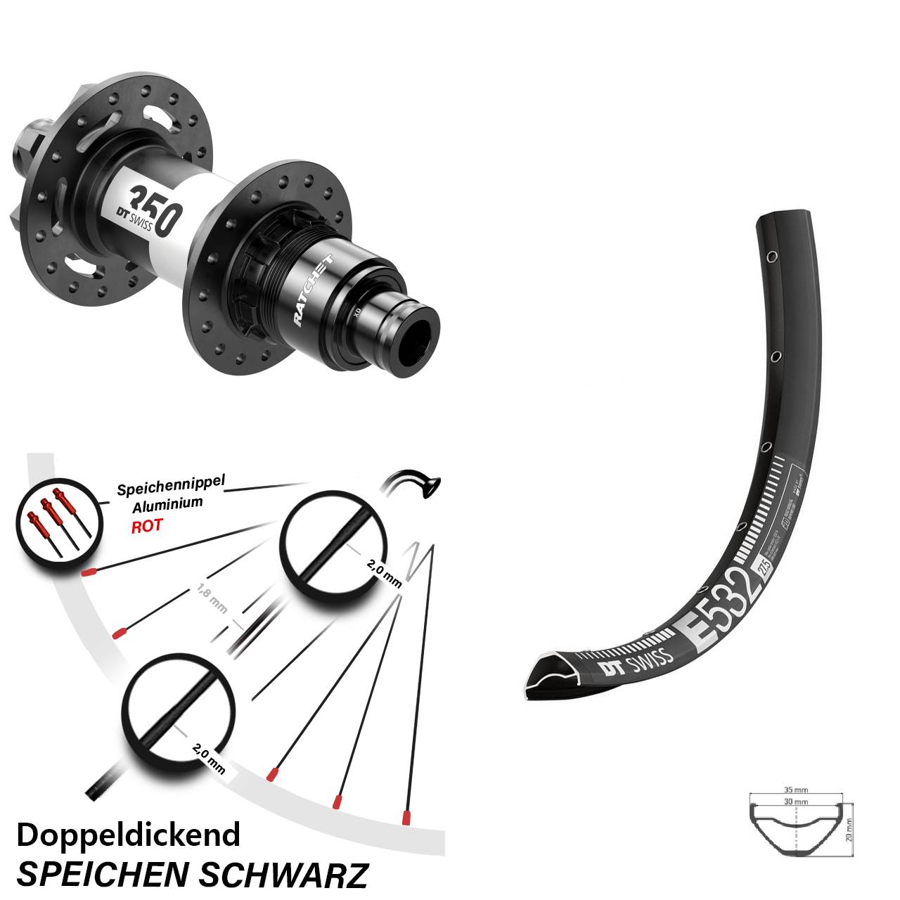 Disc Hinterrad 27,5 Zoll DT Swiss E 532-350 XD 11-12 fach 12x142