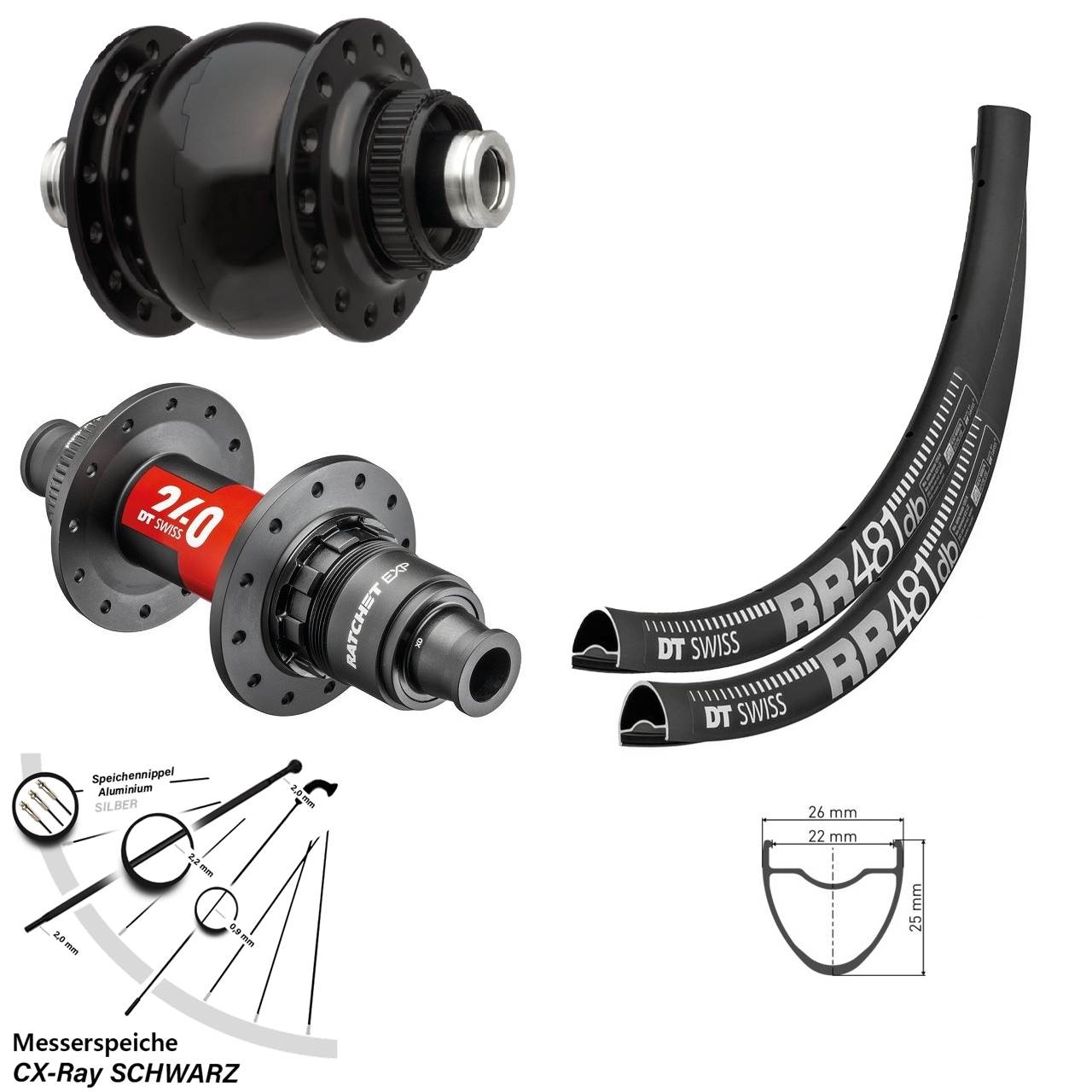 DT Swiss RR481-240 EXP SON 28 Zoll Centerlock Laufradsatz 12x100/142 CX-Ray XDR 11-12 fach