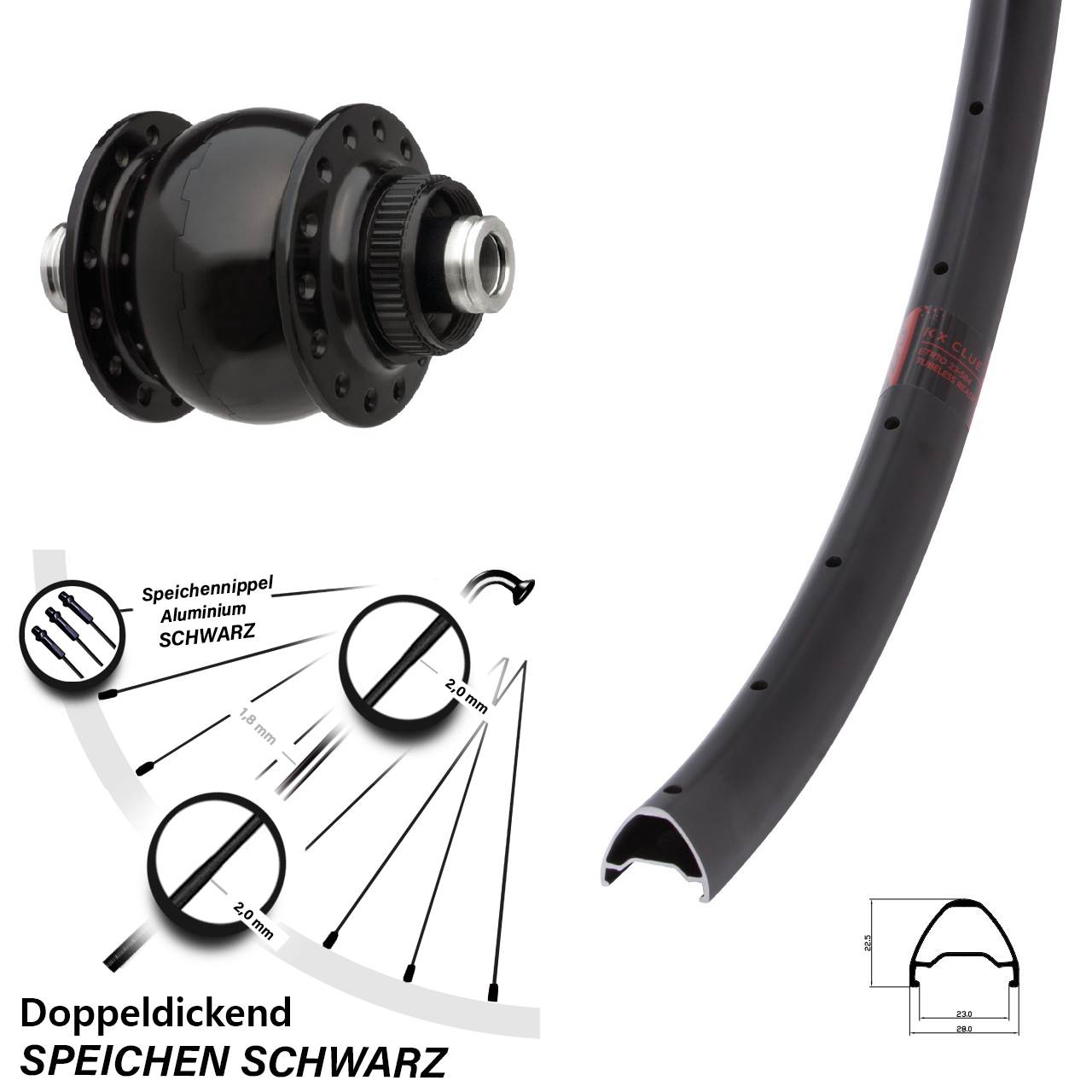SON 28 KX Clue 29 Zoll Centerlock Dynamovorderrad 12x100