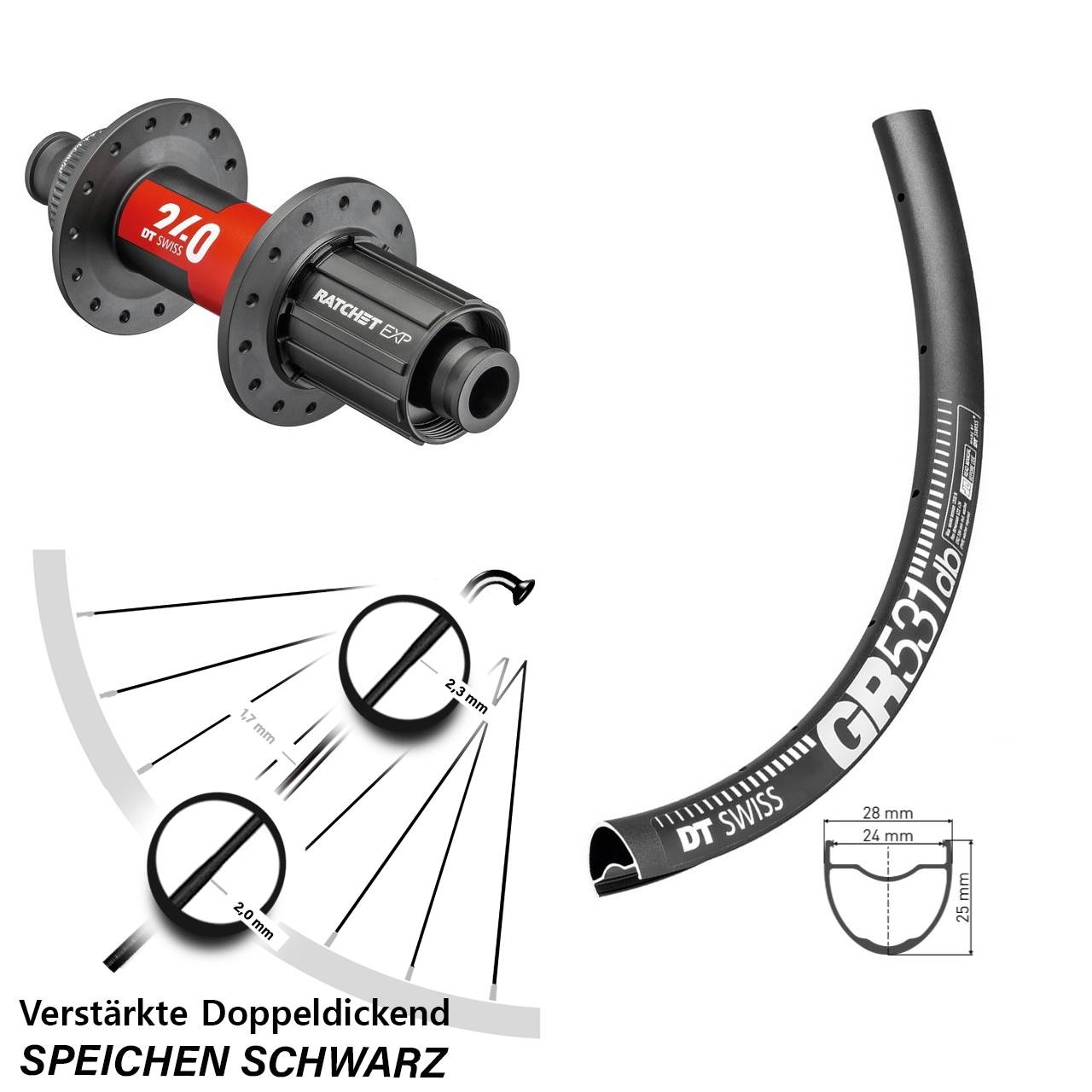Hinterrad Centerlock 29 Zoll DT Swiss GR 531-240 11-12 fach HG 12x142