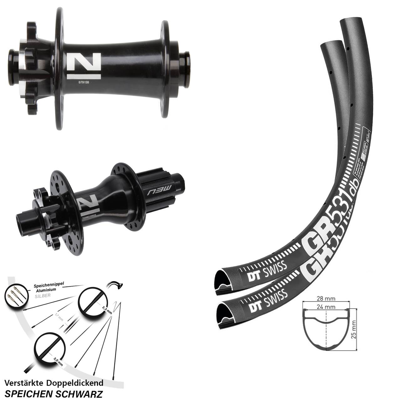 27,5 Zoll DT Swiss GR 531 Novatec D791 Superlight Disc Laufrad-Satz 12x100/142 Campagnolo