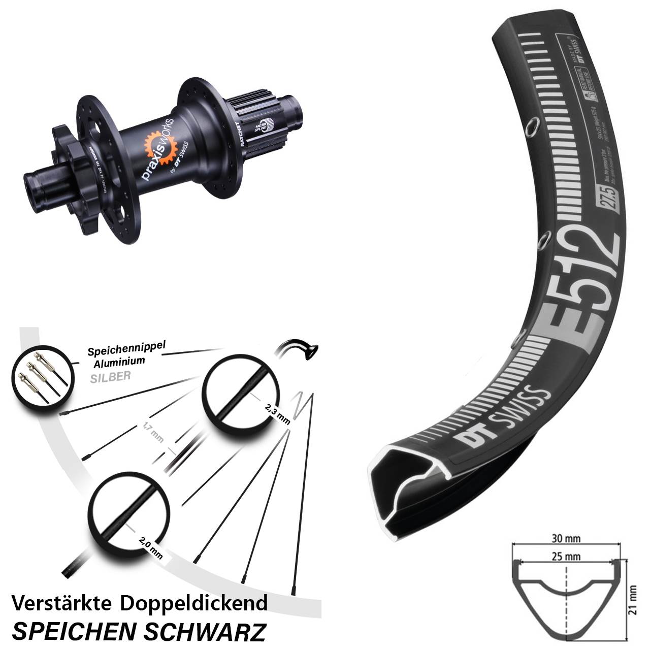 Disc Hinterrad 12x142 650B DT Swiss E512 350 Micro Spline