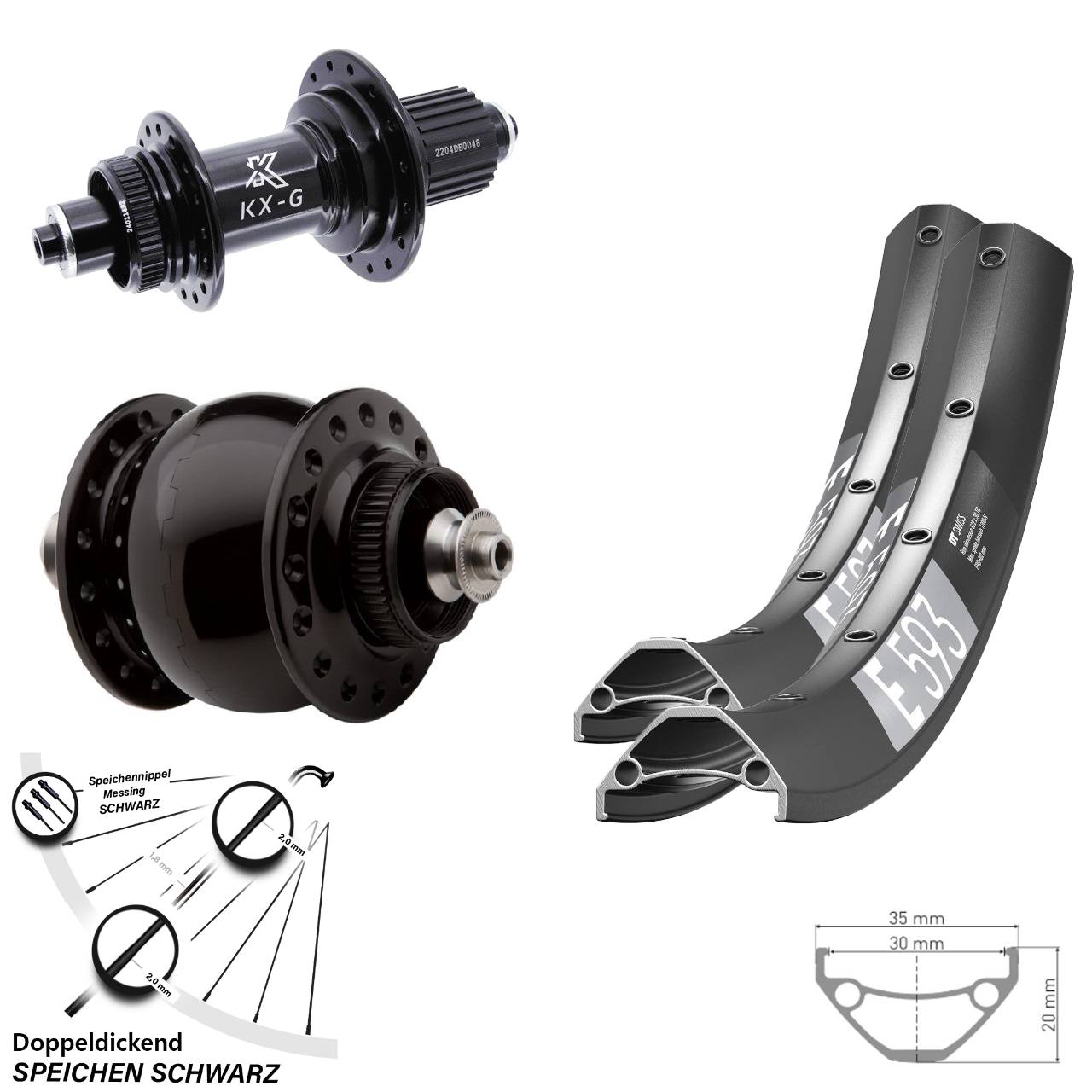 Centerlock Laufradsatz QR 27,5 Zoll DT Swiss E593 KX-GS Heavy Duty SON delux Micro Spline