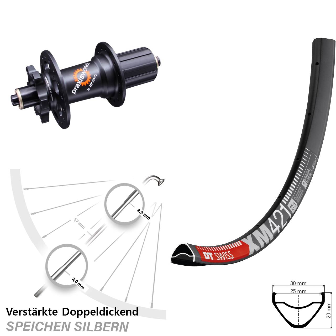 Disc Laufrad QR 29 Zoll DT Swiss XM421 350 6-Loch 5x135 HG 8-11 fach