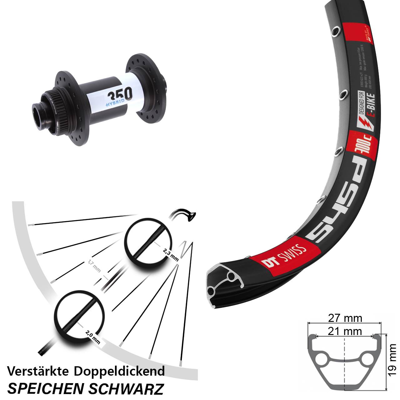 Boost Vorderrad Centerlock 15x110 29 Zoll DT Swiss verstärkt 545d 350 Hybrid