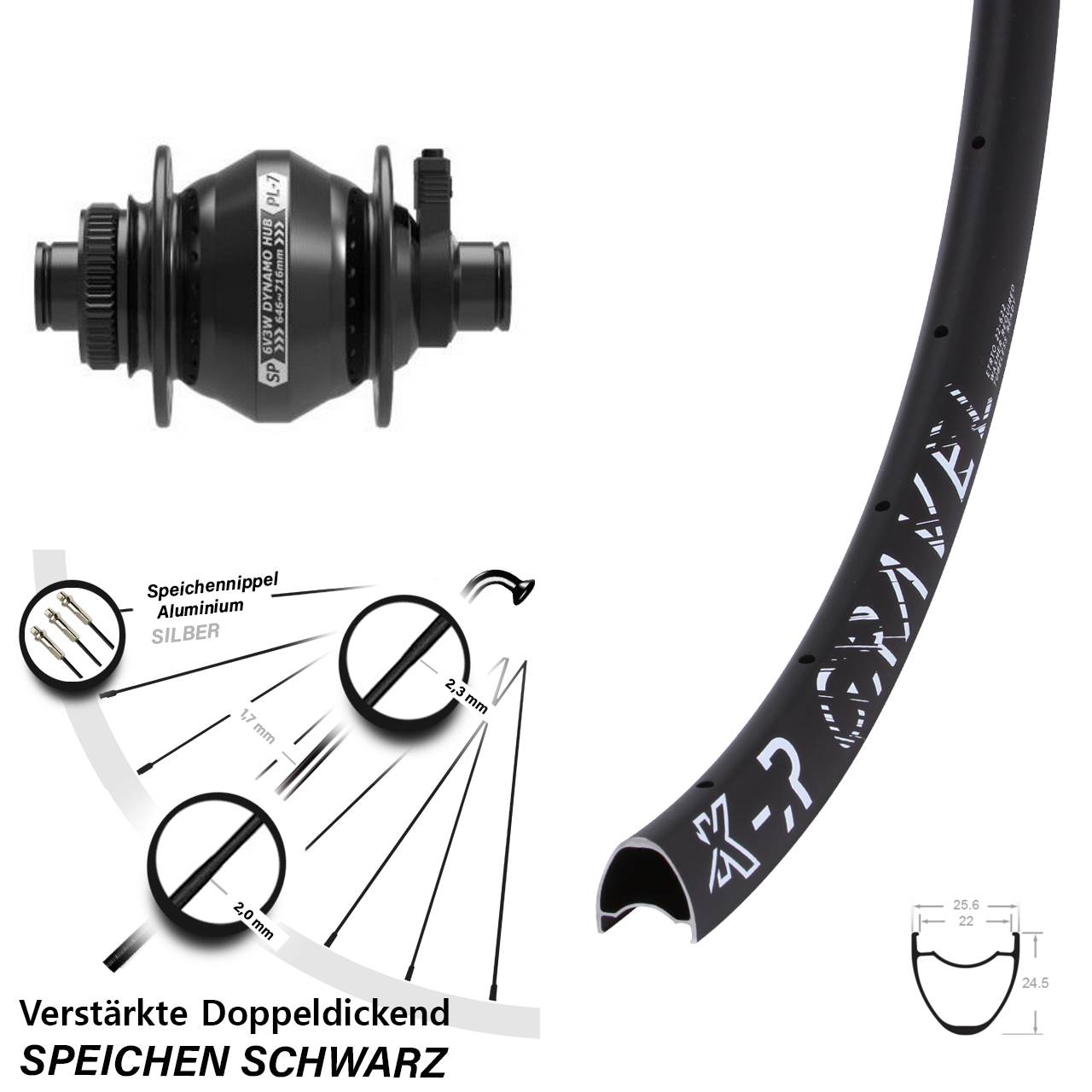 28 Zoll KX-R Gravel Shutter Precision PL-7 Disc Nabendynamolaufrad 12x100