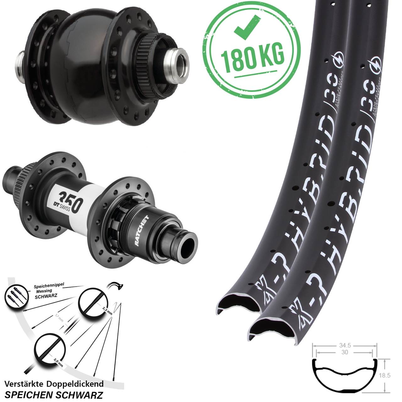 29 Zoll KX-R Hybrid 30 DT Swiss 350 SON 28 Laufradsatz Centerlock 12x100/142 XD