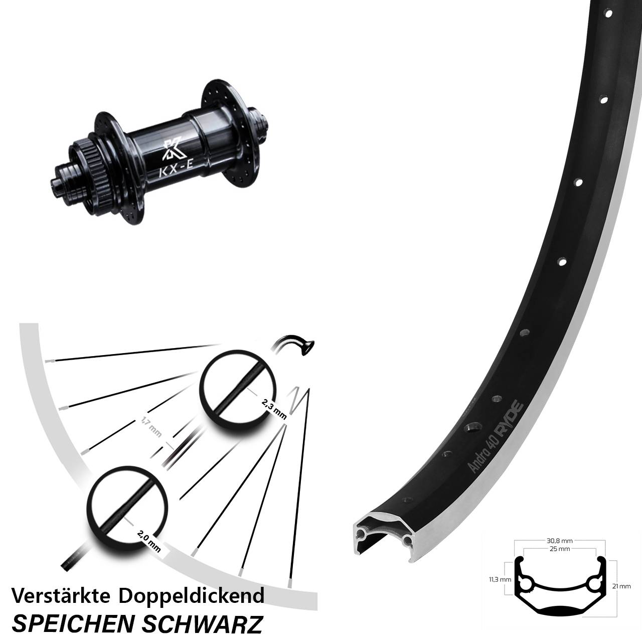 KX-E für Ryde Andra 40 CNC Vorderrad 28 Zoll