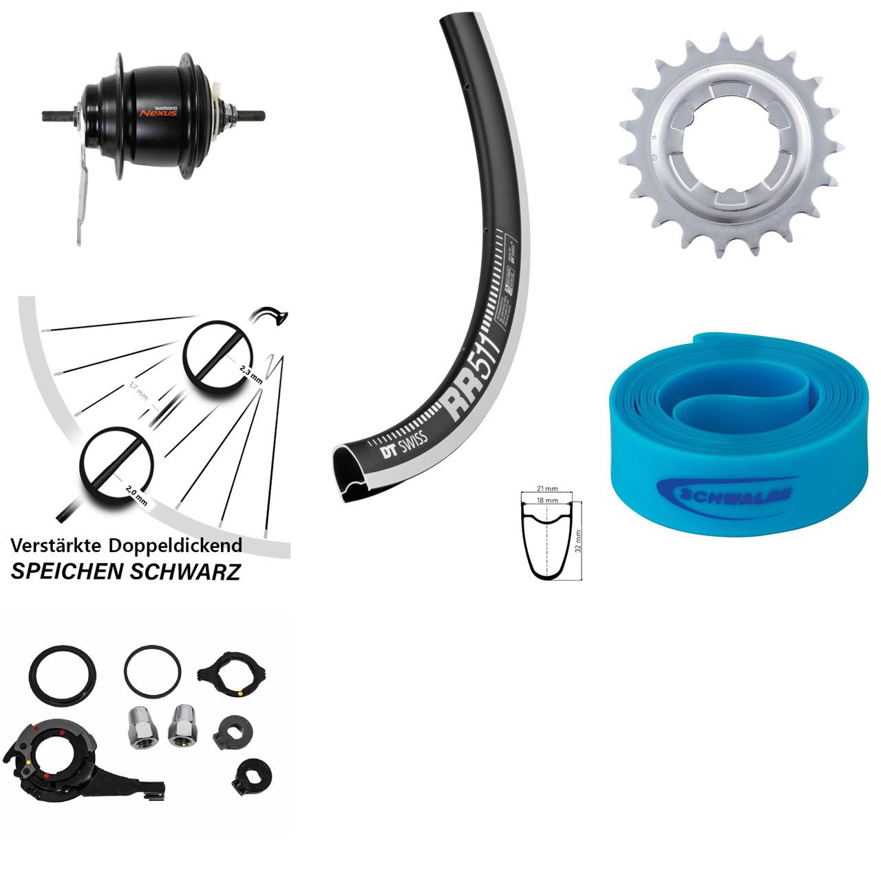 Hinterrad 28 Zoll Shimano Nexus 8 Gang DT Swiss RR-511 Rücktrittbremse