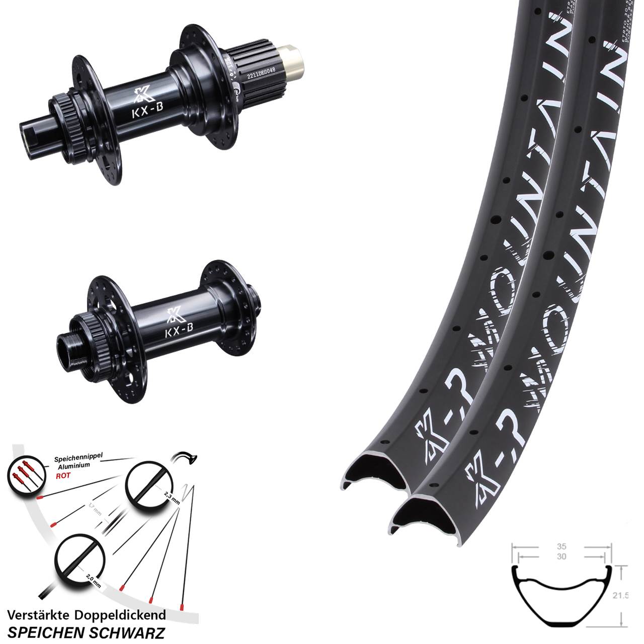 KX-BR Mountain 29 Zoll Laufradsatz Centerlock 12x110/148 Boost Shimano Micro Spline