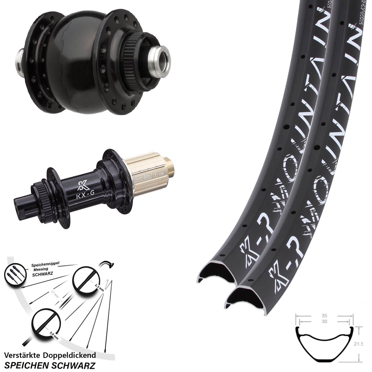 Laufradsatz Centerlock 27,5/29 Zoll Zoll KX-GR Mountain SONdelux 8-12 fach 12x100/142