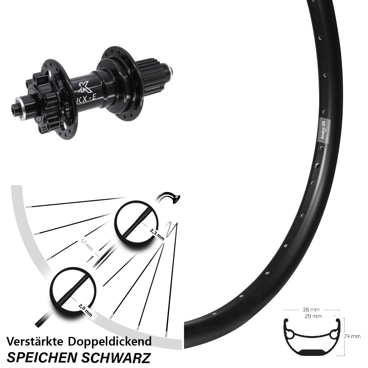Boost Hinterrad 6-Loch für Schnellspanner 26 Zoll Ryde Andra 29 KX-E Shimano Micro Spline