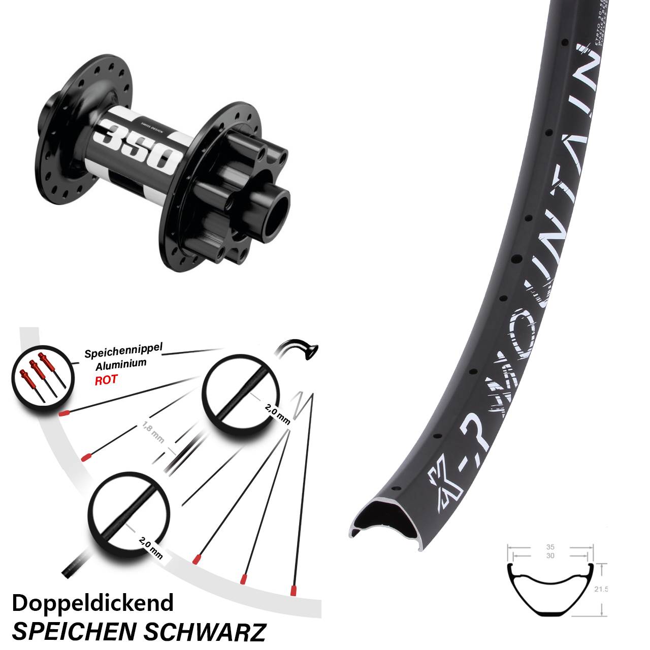 Boost 6-Loch Vorderrad 15x110 27,5 Zoll KX-R Mountain DT Swiss 350