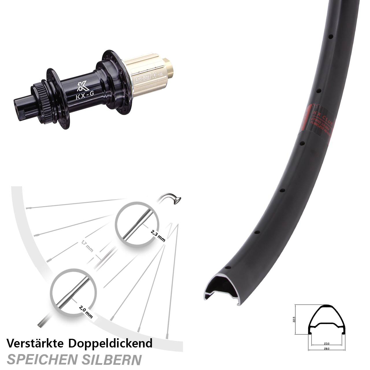 Centerlock Hinterrad 28-29 Zoll KX-G Clue 8-12 fach HG 12x142