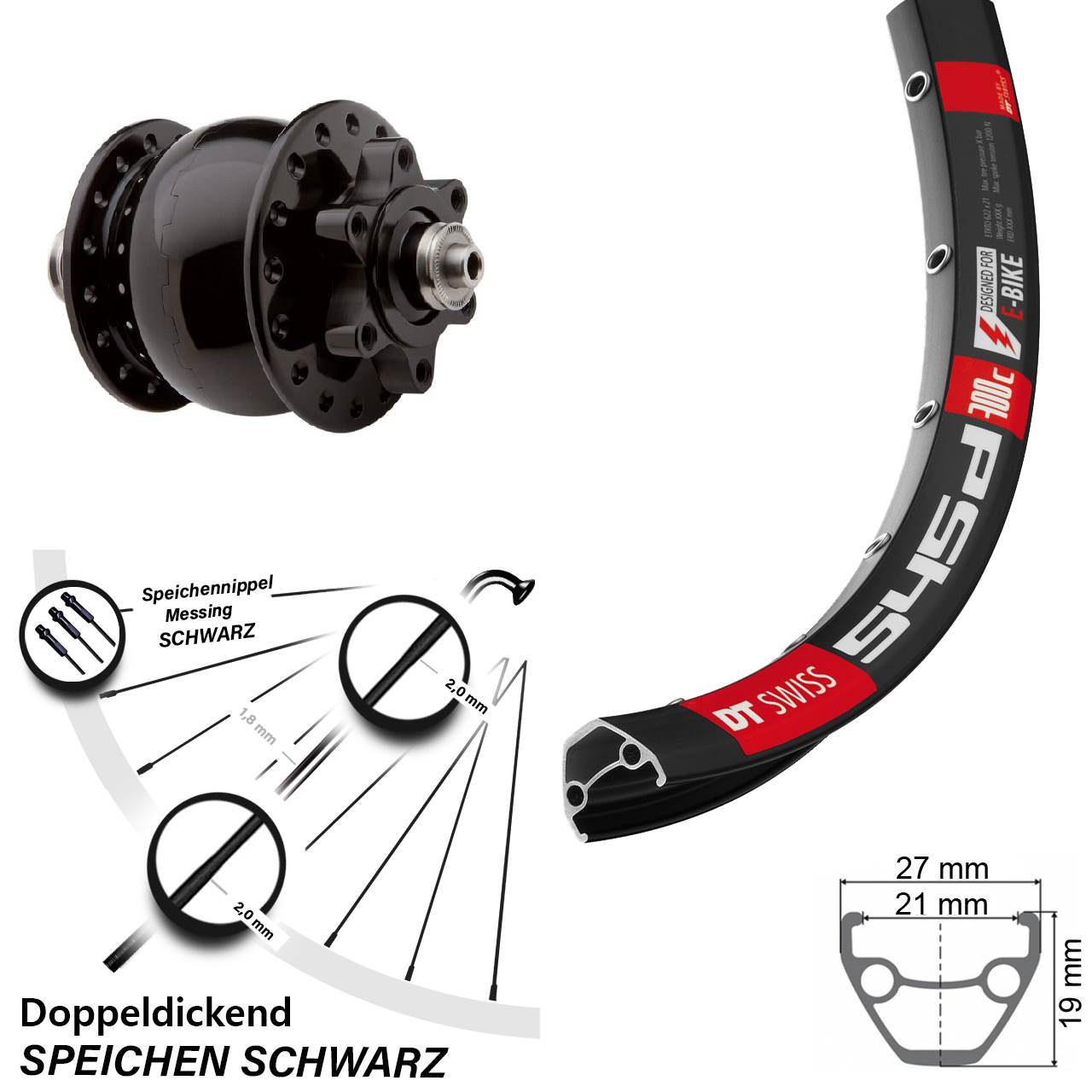 SON 28 DT Swiss 545d 26 Zoll 6-Loch Nabendynamo-Vorderrad QR