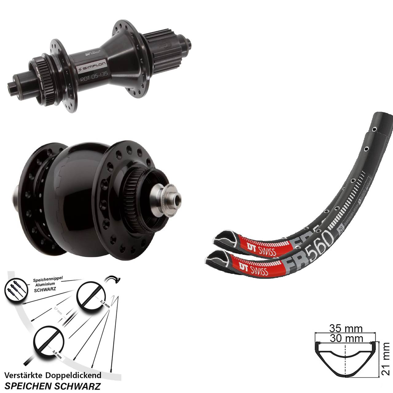 DT Swiss FR560-370 Hybrid SON 28 Centerlock 26 Zoll Laufradsatz QR Micro Spline