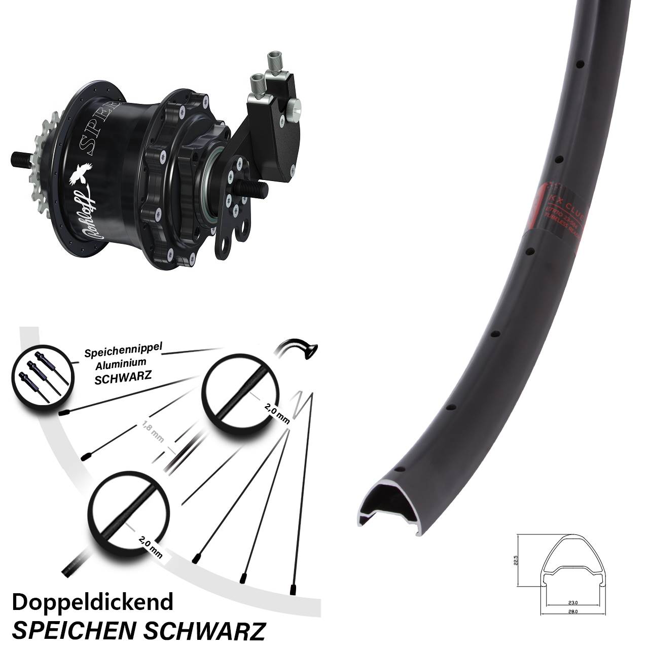 Disc Hinterrrad 28 Zoll KX Clue Rohloff Speedhub 500/14 TS DB Tandem