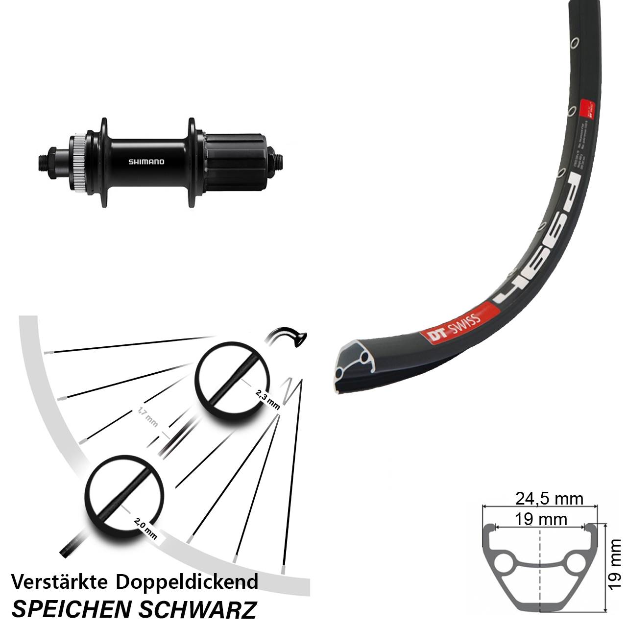 Disc Laufrad 28 Zoll DT Swiss 466d Shimano FH-QC400 8-11 fach HG für Schnellspanner
