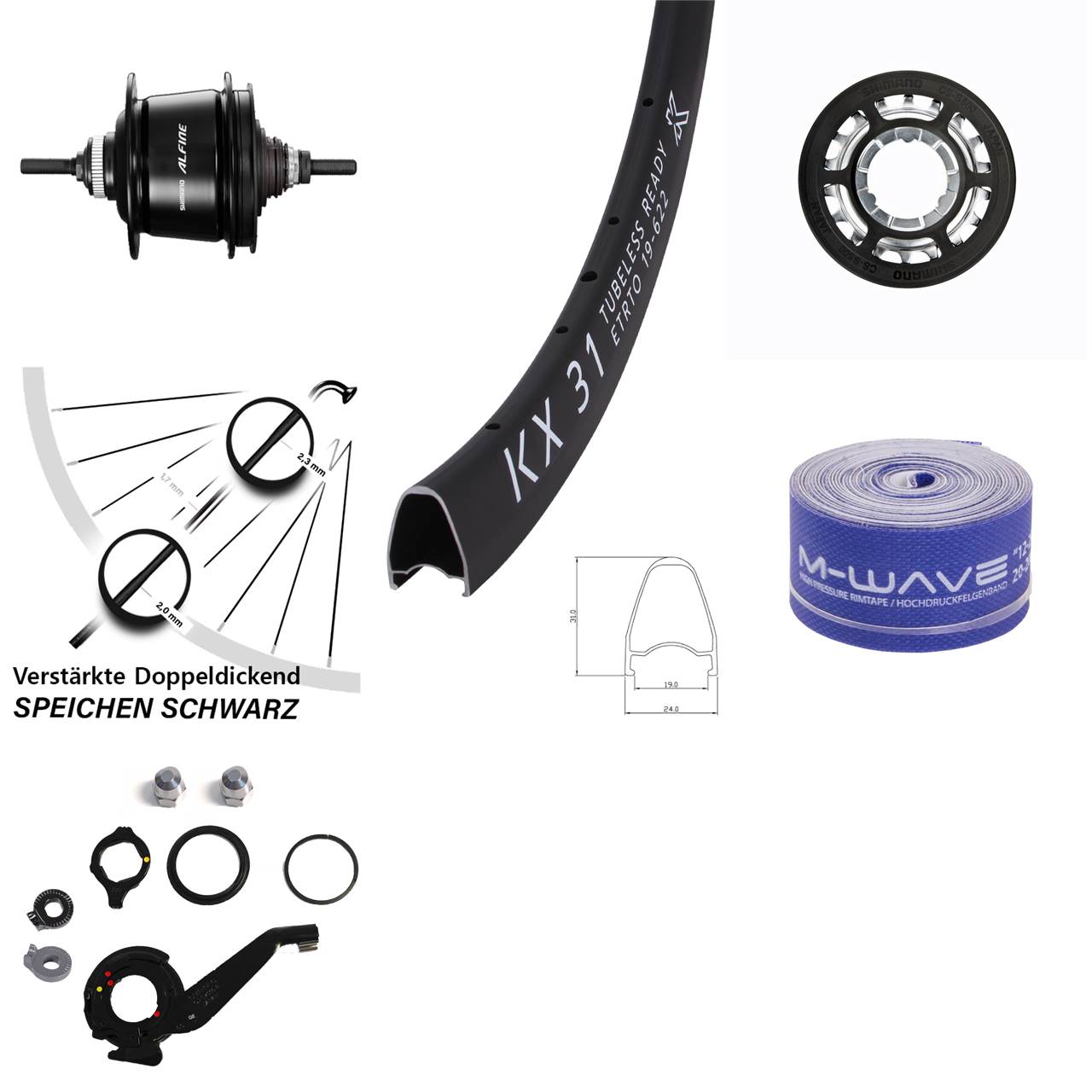 28 Zoll Shimano 8 Gang Alfine KX 31 Disc Hinterrad