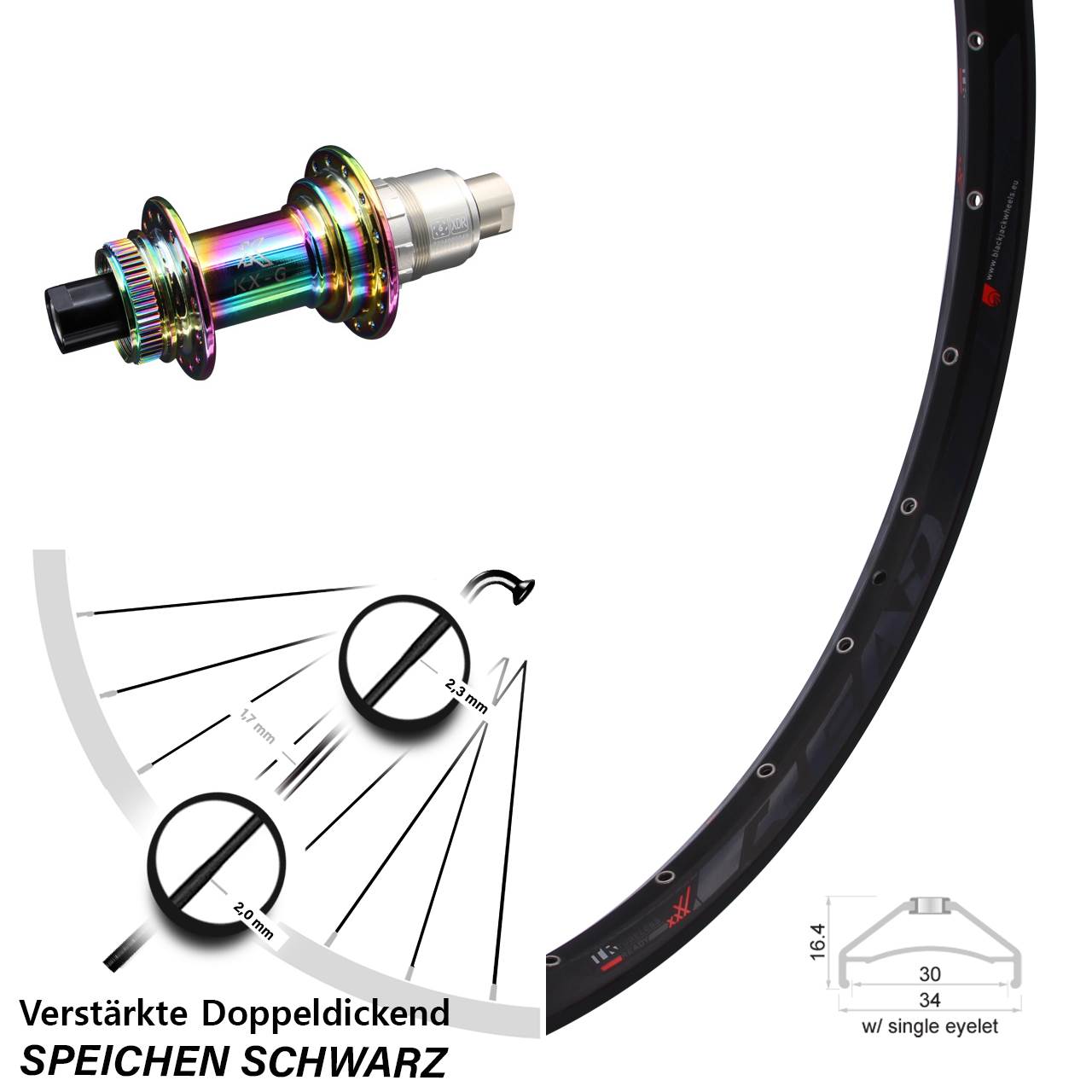 Disc Hinterrad 12x142 27,5 Zoll Rodi Ready 30 KX-G Oilslick XDR 11-12 fach